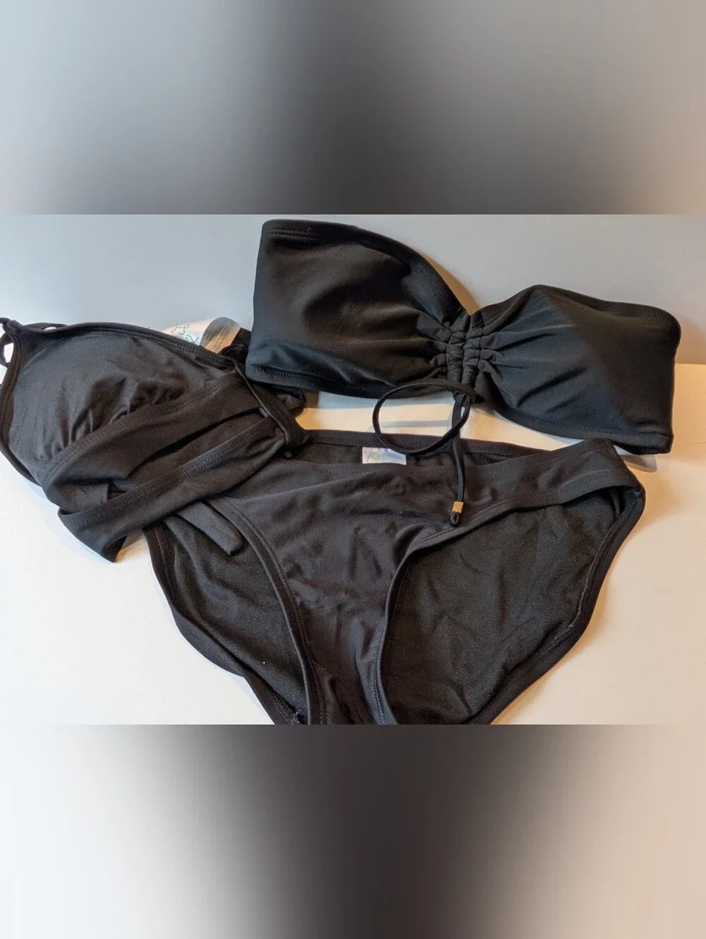 Kona Sol Black Bikini Set Plus An Extra Time And Tru Bandeau Top!